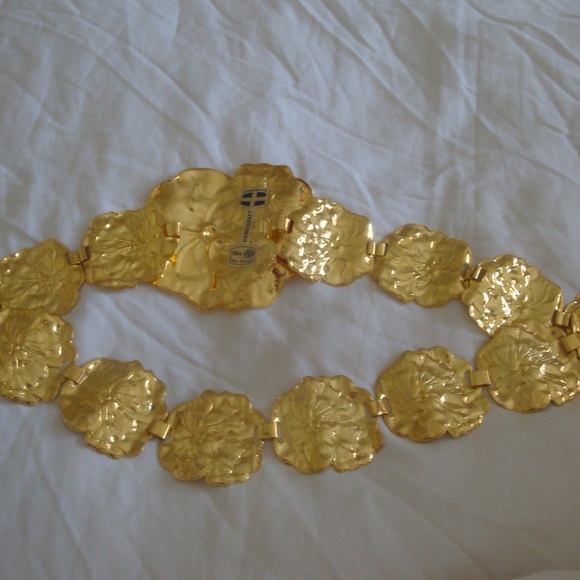 Grecian 18k Gold Plated Belt Metal Flowers Floral main image 14